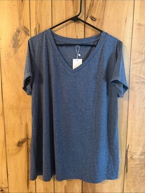 V-Neck Short Sleeve Tee - Blue